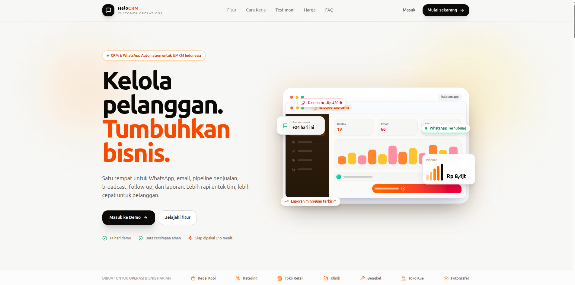 Tangkapan layar HaloCRM